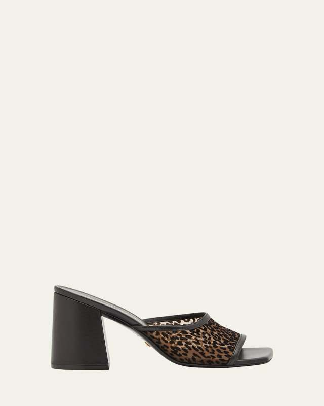 Tia Leather Block-Heel Mules